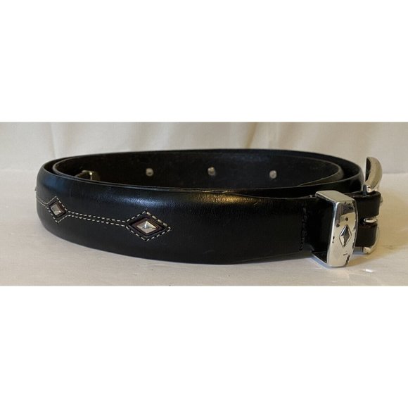 Brighton Other - Brighton Black Leather Belt Diamond Studded Western Inlays Mens Big & Tall Sz 52
